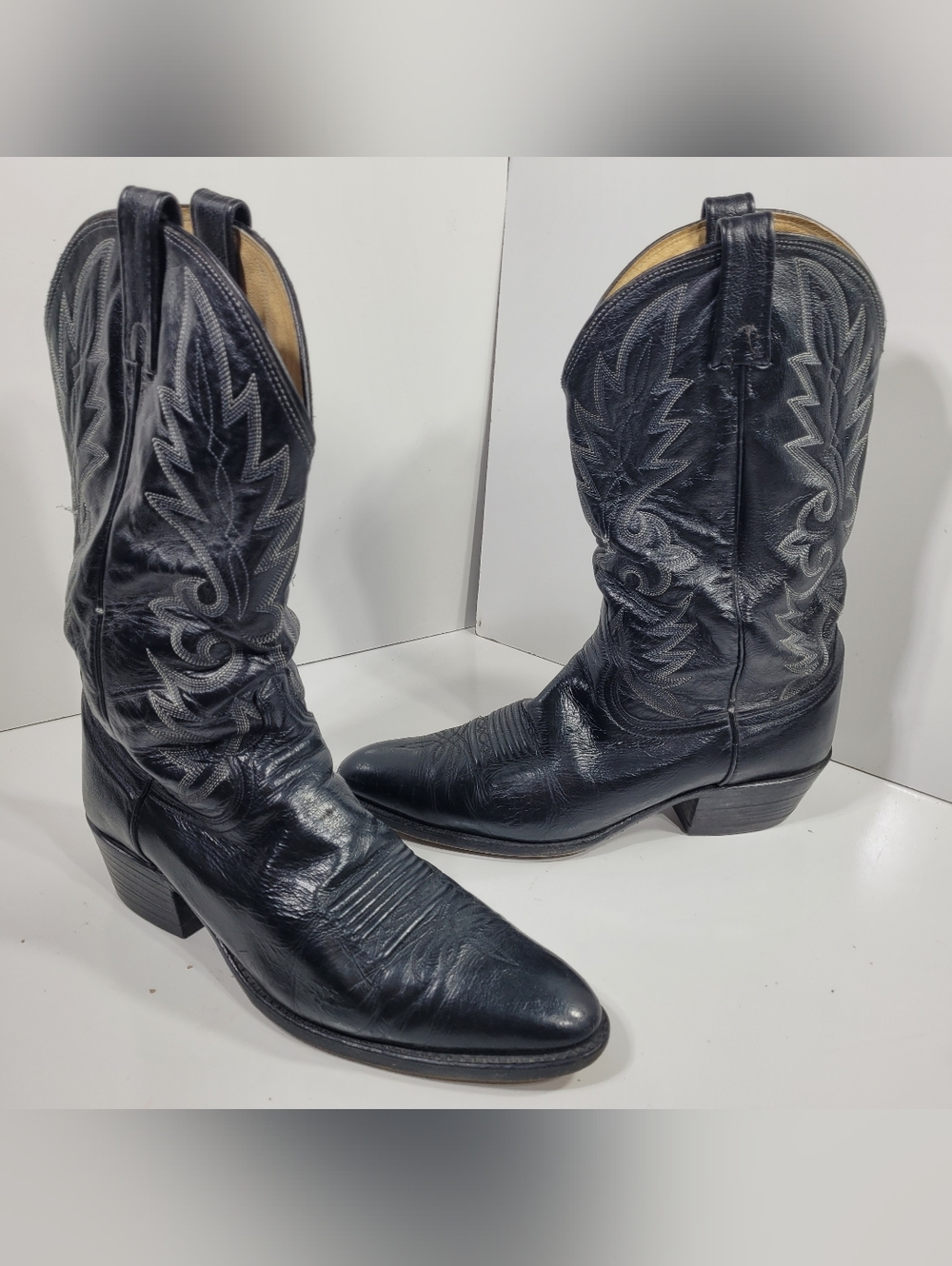 Dan Post Milwaukee Men’s Size 12 Black Leather Western Cowboy Boots Round Toe
